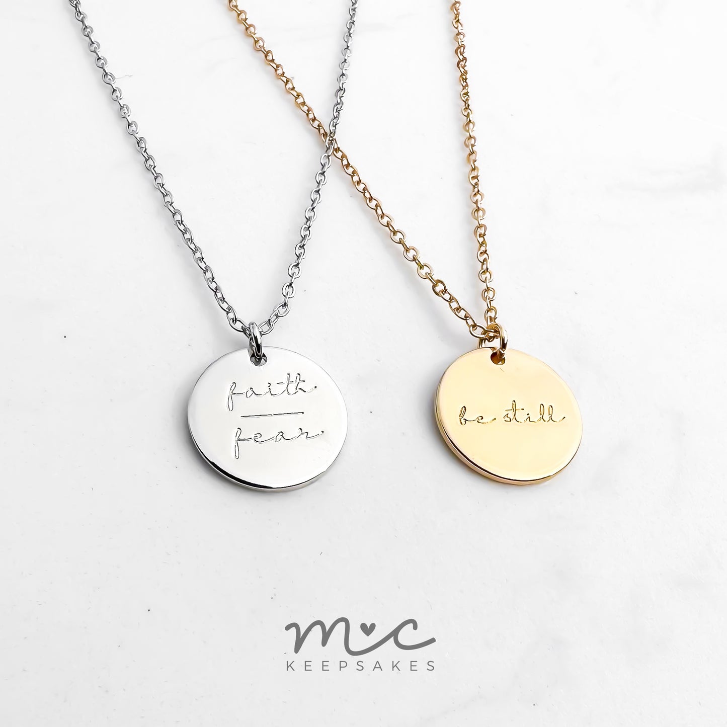 Faith Over Fear and Be Still Necklace