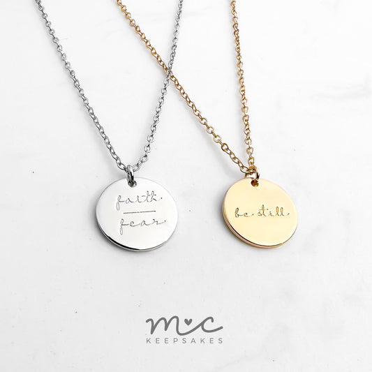 Faith Over Fear and Be Still Necklace