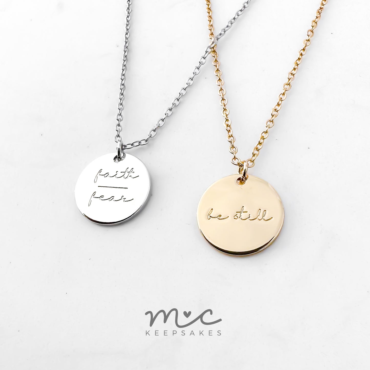 Faith Over Fear and Be Still Necklace